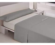 Pierre Cardin Juego sábanas coralina Colorado 150 cm. Gris, 100Percent_poliéster, Cama de 150