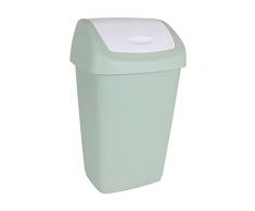 Tontarelli - Papelera c/Tapa basculante 15l Aurora Crema/Verde