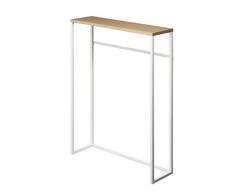 Yamazaki Acento Estrecha Home Modern Consola Entrada o Sala de Estar, Mesa Delgada de Metal y Madera para Pasillo o sofá | Acero, White, Talla única
