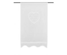 HOME WOHNIDEEN WOHNIDEEN Corazon 054517-0101 - Cortina para Ventana y Puerta (Batista, con Borde de Ganchillo, Pasador, 180 x 60 cm), Color Blanco