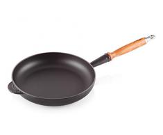 Le Creuset 20058280000460 Sartén de hierro fundido con mango de madera, Redonda, à 28 cm, Apto para todas las fuentes de calor, incl. inducción, Negro mate