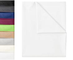 GREEN MARK Textilien Sábana Bajera clásica, sábana Bajera, sábana, Lona, Toalla de casa, 100% algodón, sin Goma, Muchos tamaños y Colores, tamaño: 240 x 275 cm, Color Blanco, GM-WSB-W-240