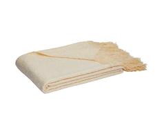 Amazon Basics - Manta con flecos de lana de Angora de imitaciÃ³n, Beige, 130 x 170 cm