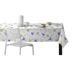 Martina Home Gallinas Mantel Resinado con un Diseño Moderno, Tela, Azul, 140 x 300 cm