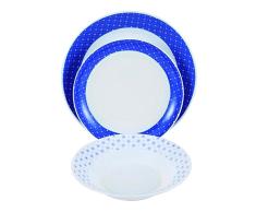 Bergner Romance Vajilla, Cristal Opal, Blanco, 30x30x28 cm, 18 Unidades