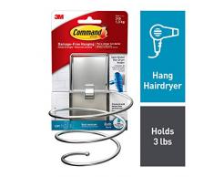 Command Porta Secador, Metal, NÃ­quel Satinado, 14.52x10.8x11.4 cm