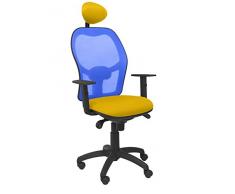 Piqueras Y Crespo (PIQU7) Silla Jorquera Malla Azul Asiento Bali Amarillo con cabecero Fijo Oficina, Talla unica