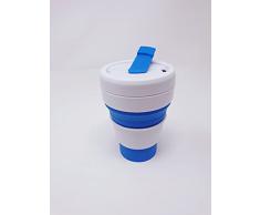 TECNHOGAR 04040 Vaso Plegable de Silicona de Grado alimentario, Azul, 1 Unidad (Paquete de 1)