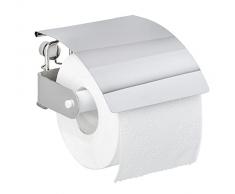 WENKO Portarrollos con tapa de acero fino Premium Plus, Acero inoxidable, 14 x 8.5 x 12.5 cm, Brillante
