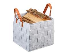 Relaxdays Almacenamiento, Organizadora Plegable Almacenaje, Cesta Fieltro Asas, 29x31x31cm, Gris Claro