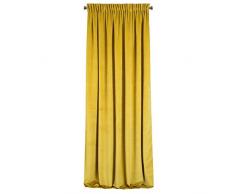 Eurofirany Cortina Velvet Senf Terciopelo, 1 Unidad. Suave Cinta Fruncida Elegante, Glamour Dormitorio, salón, Tela, Mostaza, 140 x 270 cm