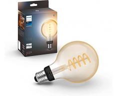 Philips Hue - Bombilla Led Inteligente Filamento, Luz Blanca de cálida a frÃa, casquillo E27 G93, 7W 550 Lúmens, Compatible con Alexa y Google Home