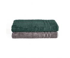 Komfortec Toallas 2 para Sauna, 80 x 200 cm, 100% algodÃ³n, 470 g/mÂ², Toalla de Ducha Grande, Suave, de Secado rÃ¡pido, Gris Antracita/Verde Oscuro
