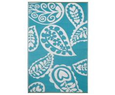 Fab Hab - Paisley - Alfombra para Exterior e Interior - Río Azul y Blanco - (90 cm x 150 cm)