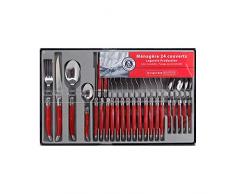 Laguiole Production 441310 - Cubertería de acero inoxidable 18/10 (24 piezas), color rojo