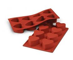 SF040 Molde de Silicona 8 cavidades con Forma de corazón, Color Terracota