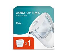 Aqua Optima Oria Jarra de Filtro de Agua y 1 Cartucho de Filtro de Agua Evolve+ de 30 DÃas, Capacidad de 2,8 litros, Para la Reducción de Microplásticos, Cloro, Cal e Impurezas, Blanco
