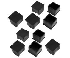 sourcing map 10 Tapas de Goma para Patas de mesas y sillas, cuadradas, de Goma, 40 x 40 mm, Color Negro