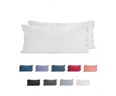 Komfortec Juego de 2 fundas de almohada 100% algodÃ³n de 40 x 82 cm, funda de almohada supersuave de primera calidad de 150 g/mÂ², funda de cojÃ­n, blanca, funda de almohada KMF jersey de 40 x 80 blanca