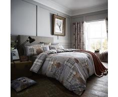 Catherine Lansfield Heritage Stag nórdica y Funda de Almohada Cama, Algodón, Gris, 175/200 (Super King), 240x1x260 cm