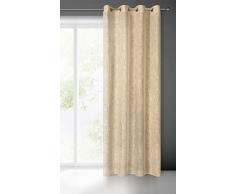 Eurofirany Cortina Ã³ptica de Lino con Ojales, 1 Pieza, ecolÃ³gica, Bohemia, Natural, para Ventana, salÃ³n, Dormitorio, 140 x 250 cm, Color Beige