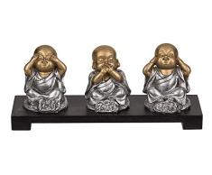 ootb 3 Figuras de poliresina en un tazÃ³n de Madera, Buda, Aprox. 20 x 9 cm