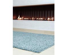 Benuta Alfombra Shaggy Pelo Largo Swirls Fibra sintética schadstofffrei, Fibra sintética, Azul Claro, 80 x 150 cm