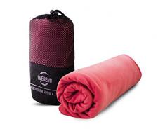Leeremi & Norstat - Toalla Deportiva de Microfibra con Funda de Transporte, 70 x 140 cm, Color Rosa