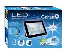 Garza Lighting Outdoor - Foco Proyector LED Exterior IP65 COB , 100W , Luz Neutra 4000K , Negro