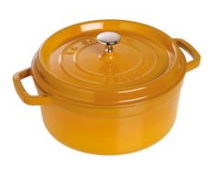 STAUB Cocotte Redonda, Hierro Fundido, Amarillo Mostaza, 22 cm