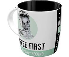 Nostalgic-Art 43024, Say it 50s Coffee First, Tasse Taza, cerÃ¡mica, Multicolor, 8.5 x 8.5 x 9 cm