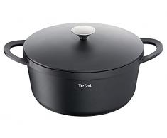 Tefal E21853 Trattoria - Olla con tapa de hierro fundido antiadherente (28 cm), color negro