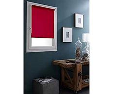 MADECOSTORE - Estor Enrollable Opaco Easy Roll Tejido Liso Rojo â 40 x 170 cm â Sin taladrar