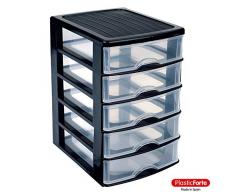 PLASTIC FORTE, Cajonera sobremesa, Negro, 5 Cajones