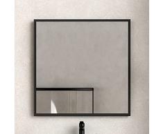 Baikal Espejo de BaÃ±o, Espejo con Marco Negro. OpciÃ³n con y Sin LED. Estilos Que se adaptan al baÃ±o o Cualquier Estancia del hogar. Marco Negro Liso 80 x 80 cm