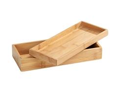 WENKO Box con tapa de bambú Terra - Caja de almacenaje, cesta para el baño Capacidad: 1.05 l, Bambú, 24 x 6 x 10 cm, natural