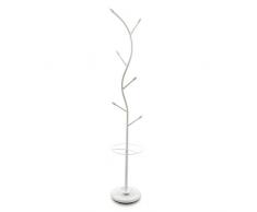 Versa 18790381 Perchero de pie Blanco 185x32x32 cm, 6 colgadores, Paragüero