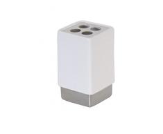 MSV 140742 - mahe cuenco de gres para vaso para cepillo de dientes de cerámica acero inoxidable/blanco mate (6,5 x 11,5 cm