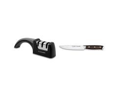 3 Claveles 28005 Profesional afiladores de Cuchillos Base Antideslizante Piedra afilar guiado Disco con Recubrimiento de Diamante + Cuchillo de cocina profesional Kimura cuchillo cocina muy ligero
