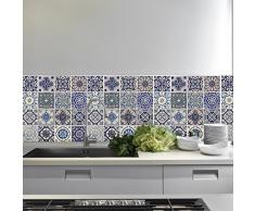 WALPLUS wm5107 X 12 12 español Azul Azulejos Adhesivo Decorativo para Pared, Vinilo, 63,5 x 15 x 15 cm
