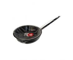 Garcima Sarten Esmaltada con Mango Ø 28 cm. con Cestillo Freir, Acero, Negro