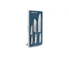 Arcos 807610 Juego Cuchillos de Cocina de 3 piezas, Acero_Inoxidable, Blanco