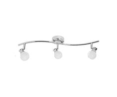 Sulion Minuit Regleta 3 Focos LED, 15 W, Cromo/Cristal Opalescente, 50.5x7x14