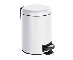 Wenko Cubo con Pedal para Cosmética 3 L, Acero, Blanco, 22.5x17x25 cm