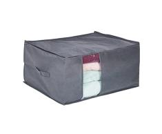Relaxdays Bolsa de almacenamiento con cremallera, ropa de cama y ropa de cama, cómoda, HBT: 30 x 60 x 45 cm, color gris