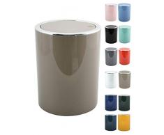 MSV Cubo de Basura 6 litros, ABS PlÃ¡stico, colecciÃ³n KAMAKA, Color MARRÃN, Ã18,5 x 26 cm