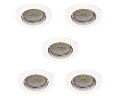 Wonderlamp Basic W-E000107 Pack de Focos Empotrables Redondos Fijos con Portalámparas, GU10, Blanco, 8 x 1.5 cm, 5 Unidades