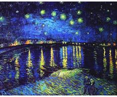 Legendarte Cuadro Lienzo, ImpresiÃ³n Digital - Noche Estrellada sobre El RÃ³dano Vincent Van Gogh, cm. 80x100 - DecoraciÃ³n Pared