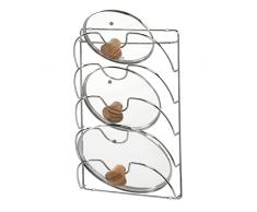 iDesign Classico, Anaquel organizador para almacenamiento en el gabinete de cocina, para tapas de ollas, sartenes, Cromado