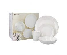 Maxwell & Williams Harlequin Vajilla de 16 Piezas de Porcelana en Caja de Regalo, 4 x 27,5 cm / 4 x 19 cm / 4 x 19 cm / 4 x 400 ml â Blanco y Gris